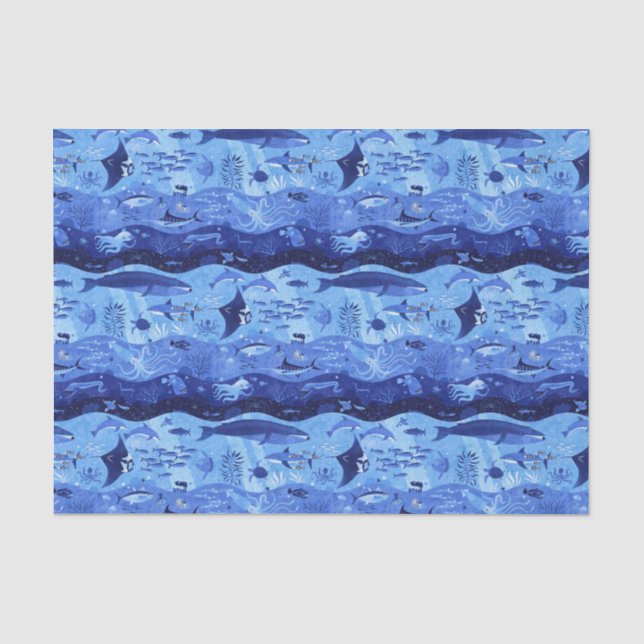 Ozeantiefenzonen - Unterwassertiere Seidenpapier (Vorderseite)