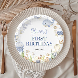 Ozeantiere Junge unter dem Kindergeburtstag Pappteller