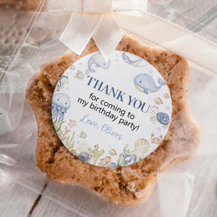 Ozeantiere Junge unter dem Meer Geburtstag Runder Aufkleber