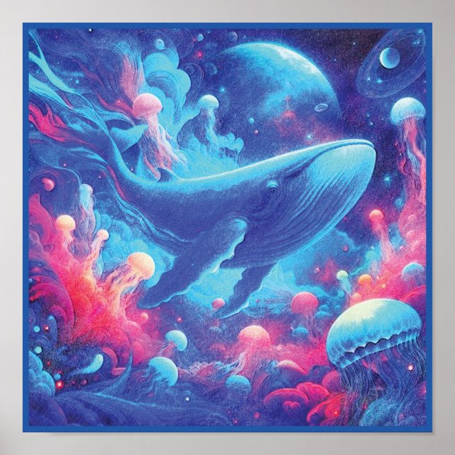 Ozeanträume psychedelischer Wal Poster (Vorne)