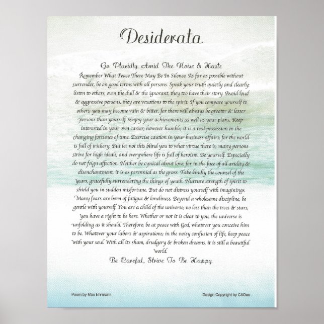Ozeanwelle DESIDERATA Poster (Vorne)
