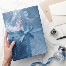 Ozeanwelle Tiefblauer Nebel Weiß Abstraktes Muster Geschenkpapier