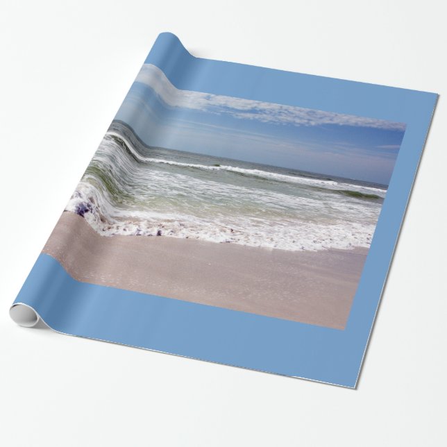 Ozeanwellen am rosa Sandstrand Geschenkpapier (Ungerollt)