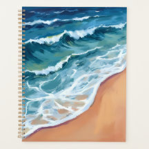 Ozeanwellen Blau Aquarell Küste
