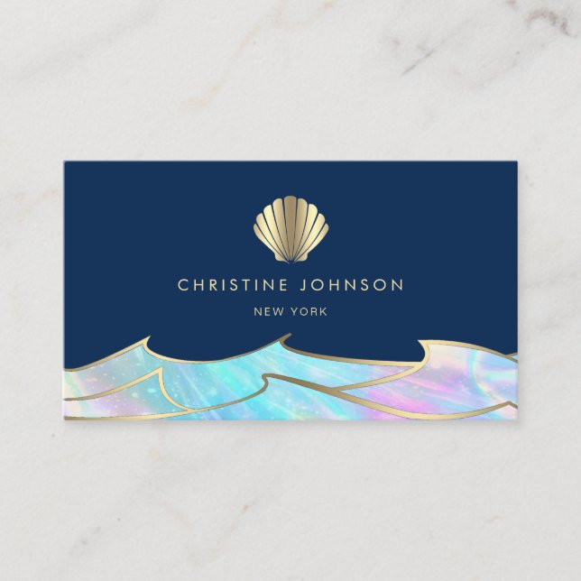 Ozeanwellen - Design des Muschellogos Visitenkarte (Vorderseite)