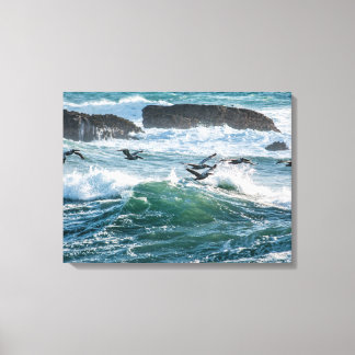 Ozeanwellen, Felsen und Seevögel - Canvas drucken Leinwanddruck