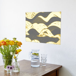 Ozeanwellen Gold Fohlen mit dunkelgrauem Hintergru Foliendrucke