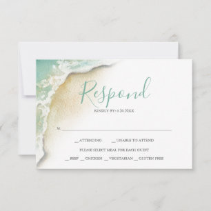 Ozeanwellen Hochzeit Türkis Grün Antwort RSVP