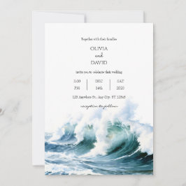 Ozeanwellen im Hintergrund Hochzeit am Strand Einladung