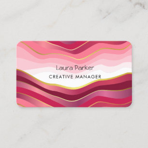 Ozeanwellen Minimal Gold Kurven Modern Pink Visitenkarte