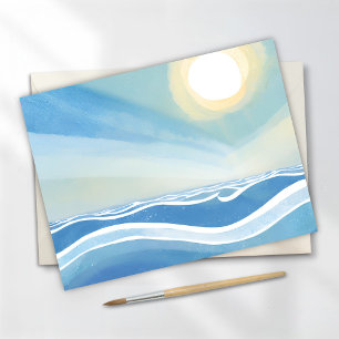 Ozeanwellen   Moderne blaue Aquarell-Postkarte Postkarte