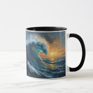 Ozeanwellen-Sonnenuntergang-Kunst – Abstrakte Meer Tasse