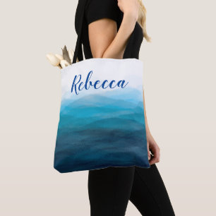 Ozeanwellen-Strand-Wasserfarben-Tasche, Türkis Tasche