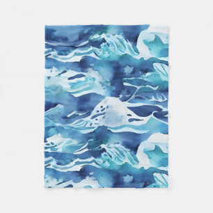 Ozeanwellen Türkis Aquarell Aqua Blau Fleecedecke