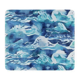 Ozeanwellen | Türkis Aquarell Aqua Blau Schneidebrett