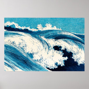 Ozeanwellen Vintage-Japanische Malerei Poster