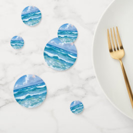 Ozeanwellen Wasserfarbe Strand Blau Küsten- Konfetti