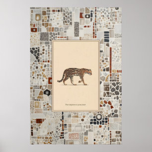 Ozelot-Tierillustrations-Zitatposter gemustert Poster