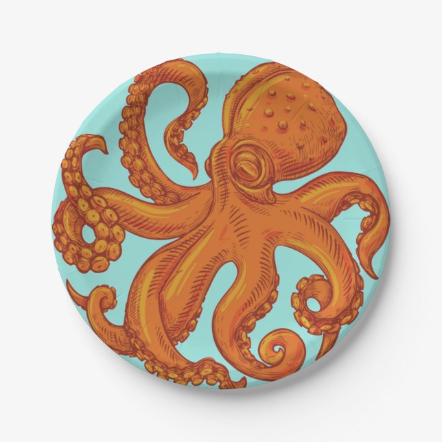 Oztopus des Schleife Meeres Long Tentacles Pappteller (Vorderseite)