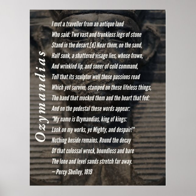 Ozymandias Gedicht von Percy Shelley, 1819 Poster (Vorne)