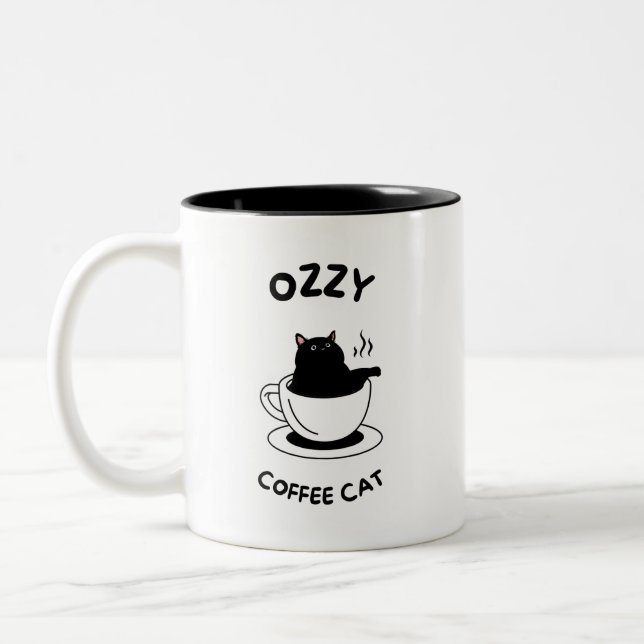 Ozzy the Black Cat Coffee Tasse - Cosy Feline Vibe (Links)