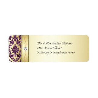 P1 Elegantes Gold Lila Damask Diamond-Label