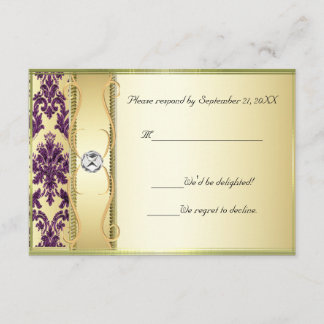 P1-Gold auf der Lila Damaskus-RSVP-Karte RSVP Karte