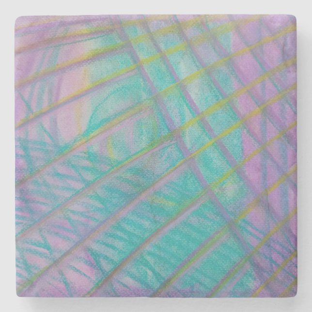 P34 Einzigartige farbenfrohe abstrakte Kunst Steinuntersetzer (Vorderseite)