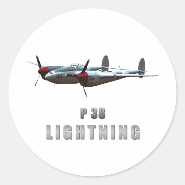 P38 Lightning Runder Aufkleber (Vorderseite)