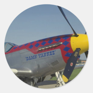 P51 Mustang, Bugnase/Propeller, der Nasenkunst Runder Aufkleber