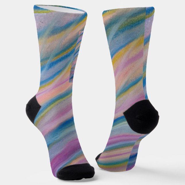 P6 Einzigartige farbenfrohe abstrakte Kunst Socken (Gewinkelt)