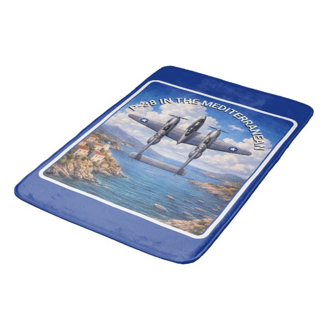 P-38 Lightning über dem Mittelmeer Badematte (Schrägansicht)