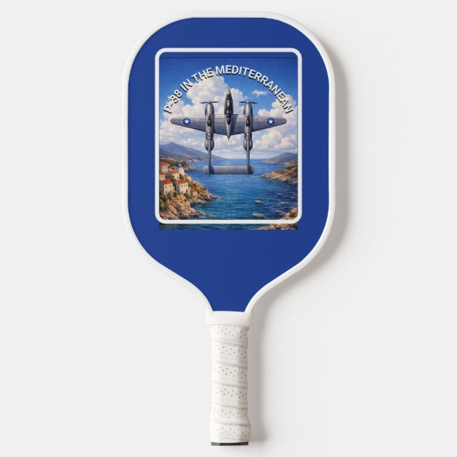 P-38 Lightning über dem Mittelmeer Pickleball Schläger (Vorderseite)