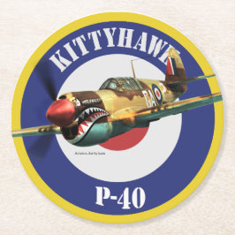 P-40 Kittyhawk Runder Pappuntersetzer