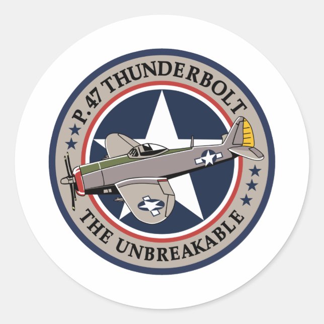 P-47-Donnerbolzen Runder Aufkleber (Vorderseite)