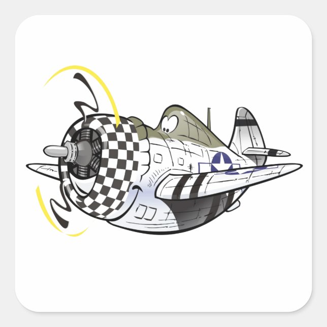 P-47 Thunderbolt Quadratischer Aufkleber (Vorderseite)