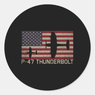 P-47 Thunderbolt WW2-Kampfflugzeug USA Patriotisch Runder Aufkleber
