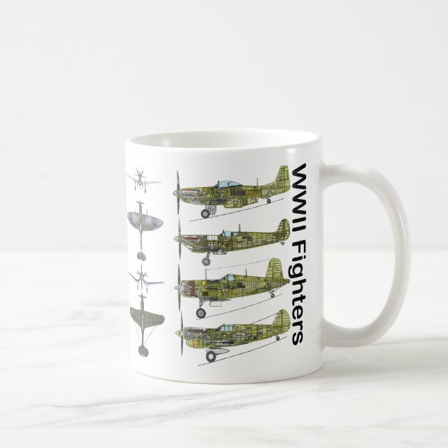 P-51 Mustang, F4U Seeräuber, Spitfire, P-40 Kaffeetasse (Rechts)