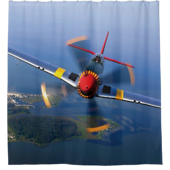P-51 Mustang Fighter Airplane Duschvorhang (Vorderseite)