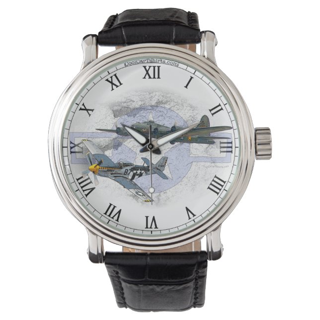 P-51 Mustang-Flugbegleiter Armbanduhr (Vorderseite)