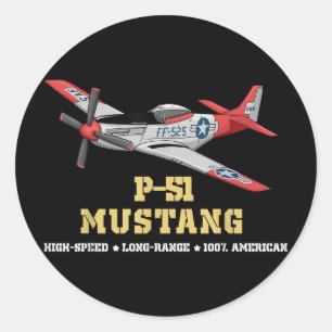 P-51 Mustang Weltkrieg II Kampfbomber Runder Aufkleber