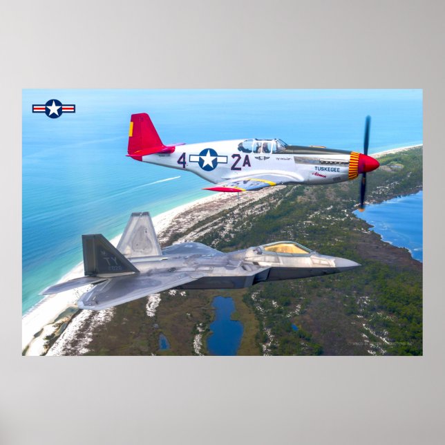 P-51B MUSTANG und F-22A RAPTOR Poster (Vorne)