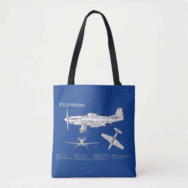 P-51D Mustang - Flugzeug-Blueprint ABD Tasche (Vorderseite)