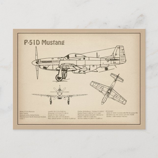 P-51D Mustang - Flugzeugkonzept SD Postkarte (Vorderseite)