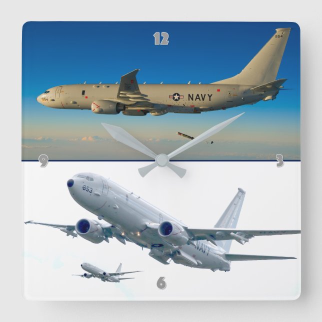 P-8 POSEIDON QUADRATISCHE WANDUHR (Vorderseite)