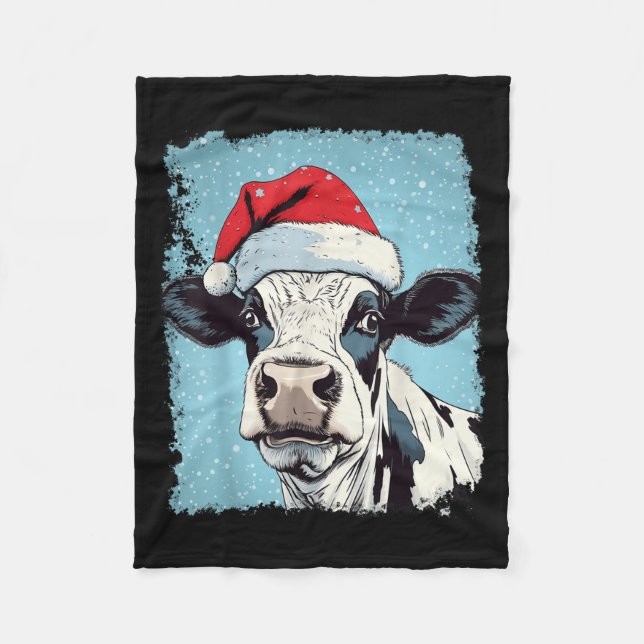P Art Colorful Cow Christmas  Fleecedecke (Vorderseite)