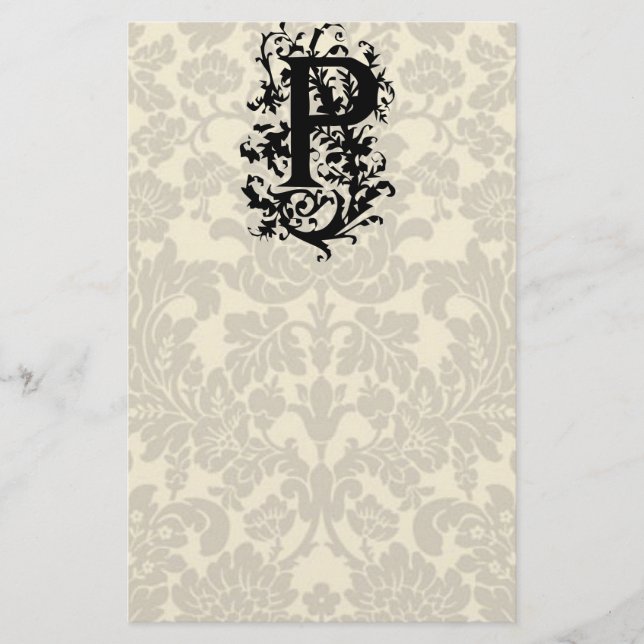 P Barockmonogramm Briefpapier (Vorderseite)