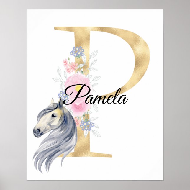 P-Buchstaben personalisierte Bezeichnung Monogramm Poster (Vorne)