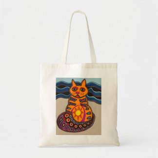 P-Cat-So sur la plage chat sac fourre-tout art pop