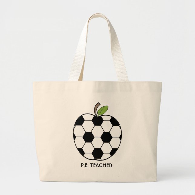 P.E. Lehrer-Tasche - Fußball Apple Jumbo Stoffbeutel (Vorne)